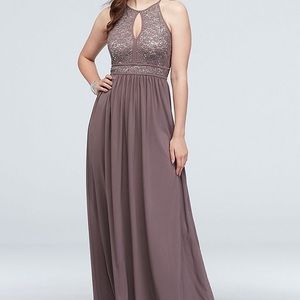Simple champagne prom dress
